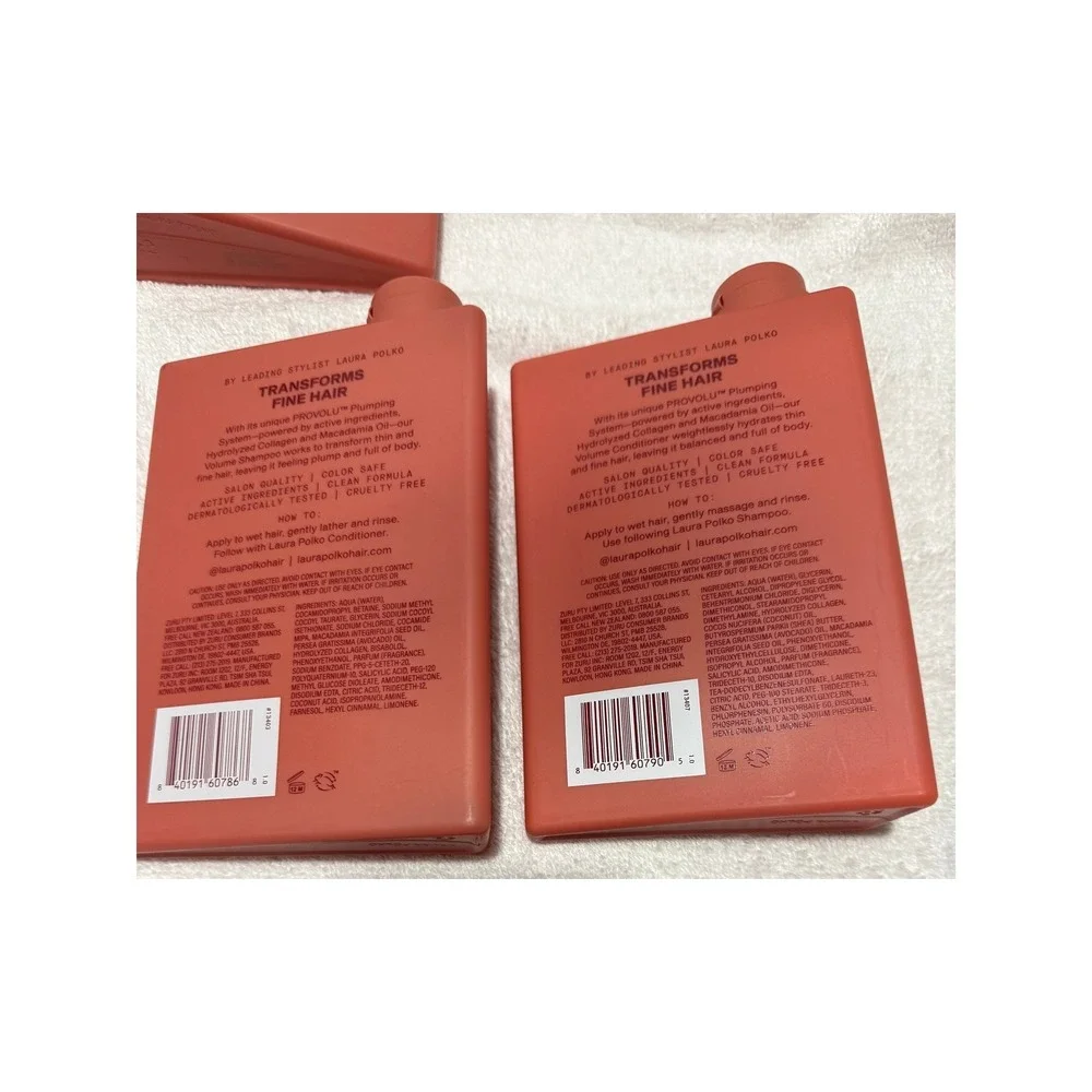 Laura Polko Volume Shampoo and Conditioner Set Bottles 13.5oz Collagen Macadamia